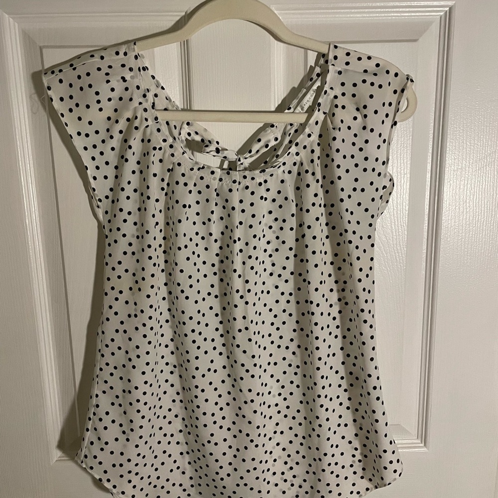 LC Lauren Conrad polka dot blouse with tie in back